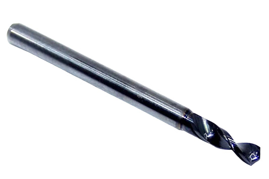 226-1039L400 Kyocera 2.64mm Carbide Drill 2 FLUTE ALTiN Coated 0.1039" Diameter 0.400" Flute 1.5" Length 0.1181" Shank 130° Point
