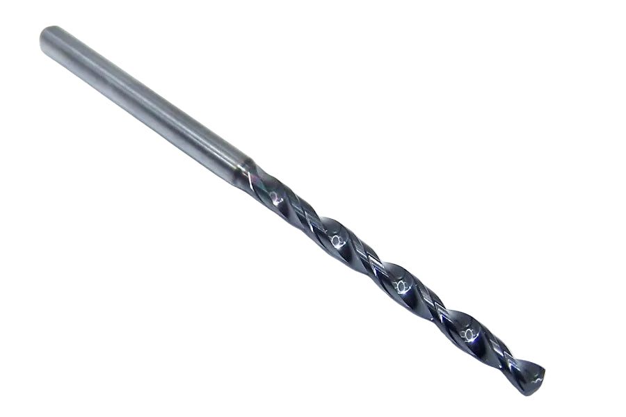 226-1043L1276 Kyocera 2.65mm Carbide Drill 2 FLUTE ALTiN Coated 0.1043" Diameter 1.276" Flute 2.3622" Length 0.1181" Shank 130° Point