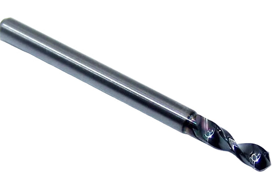 226-1047L400 Kyocera 2.66mm Carbide Drill 2 FLUTE ALTiN Coated 0.1047" Diameter 0.400" Flute 1.5" Length 0.1181" Shank 130° Point