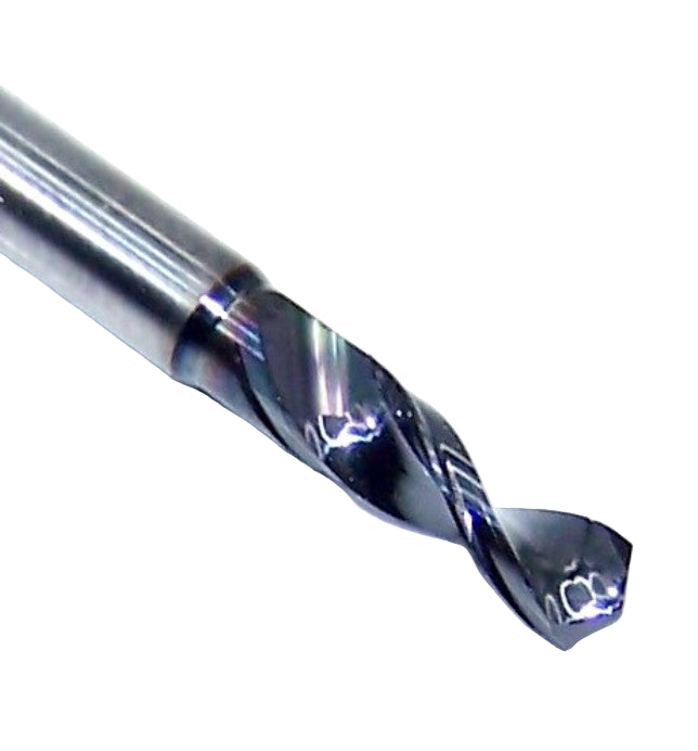 226-1051L400 Kyocera 2.67mm Carbide Drill 2 FLUTE ALTiN Coated 0.1051" Diameter 0.400" Flute 1.50" Length 0.1181" Shank 130° Point
