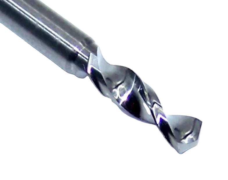 226-1055.400 Kyocera 2.68mm Carbide Drill 2 FLUTE 0.1055" Diameter 0.400" Flute 1.5" Length 0.1181" Shank 130° Point