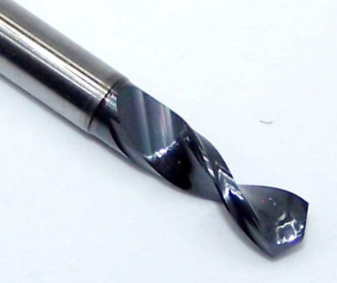 226-1126L400 Kyocera 2.86mm Carbide Drill 2 FLUTE ALTiN Coated 0.1126" Diameter 0.400" Flute 1.50" Length 0.1181" Shank 130° Point