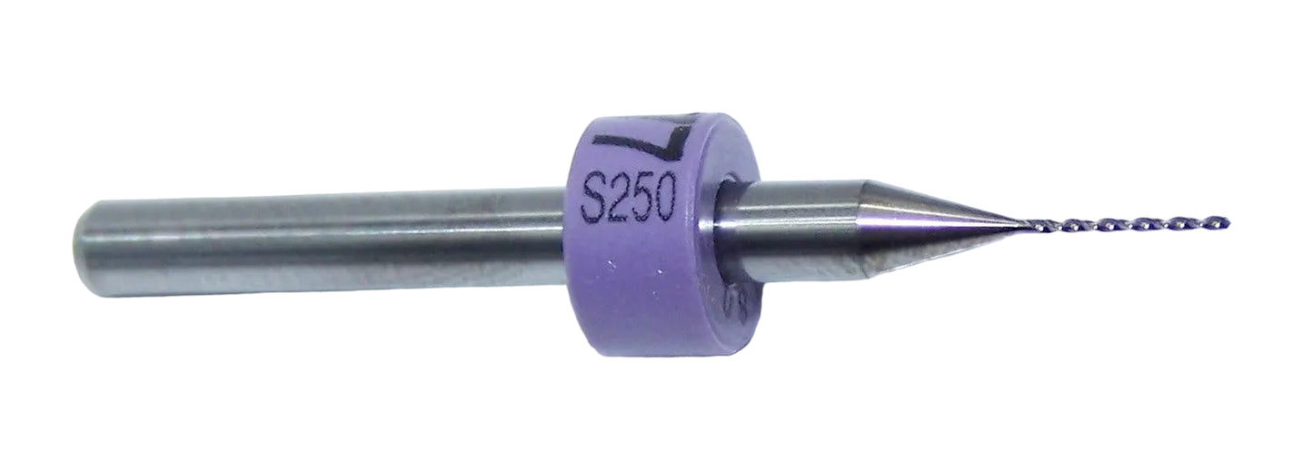 250.0180.250 Kyocera #77 Solid Carbide 2 Flute Drill PCB Type .0180" Diameter .250" Flute 1.50" Length .125" Shank with rings
