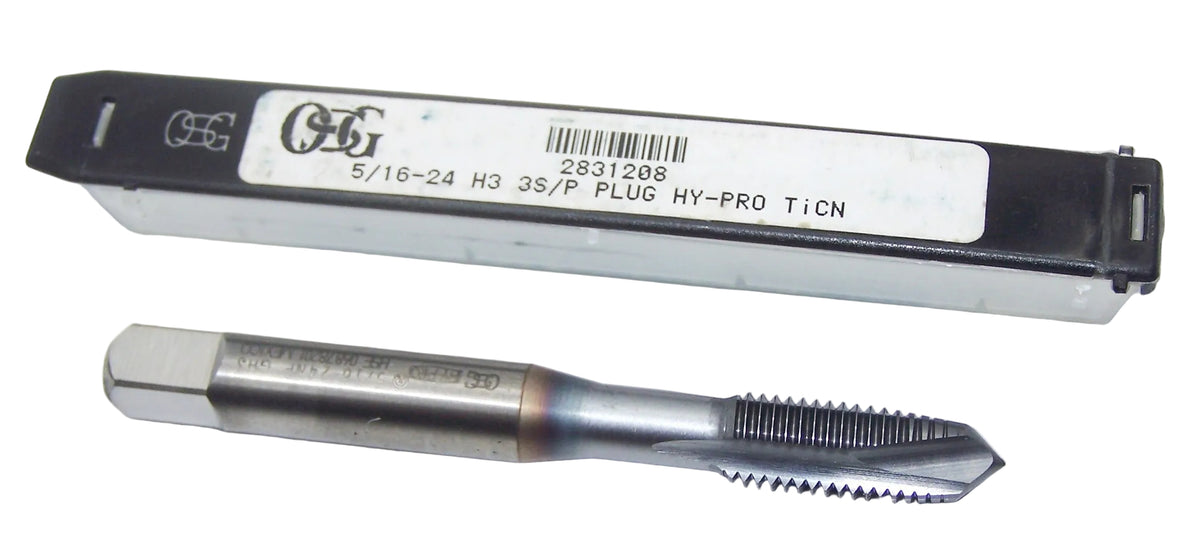 2831208 OSG 5/16-24 Plug Cut Tap 3 Flute H3 4P TiCN Coated HY-PRO Spiral Point