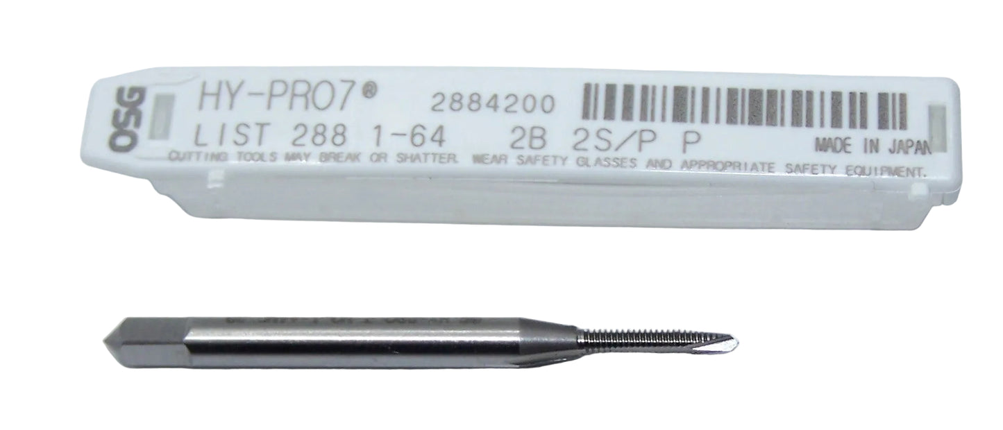 2884200 OSG 1-64 Plug Cut Tap 2 Flute 2B 5P Bright HY-PRO 7