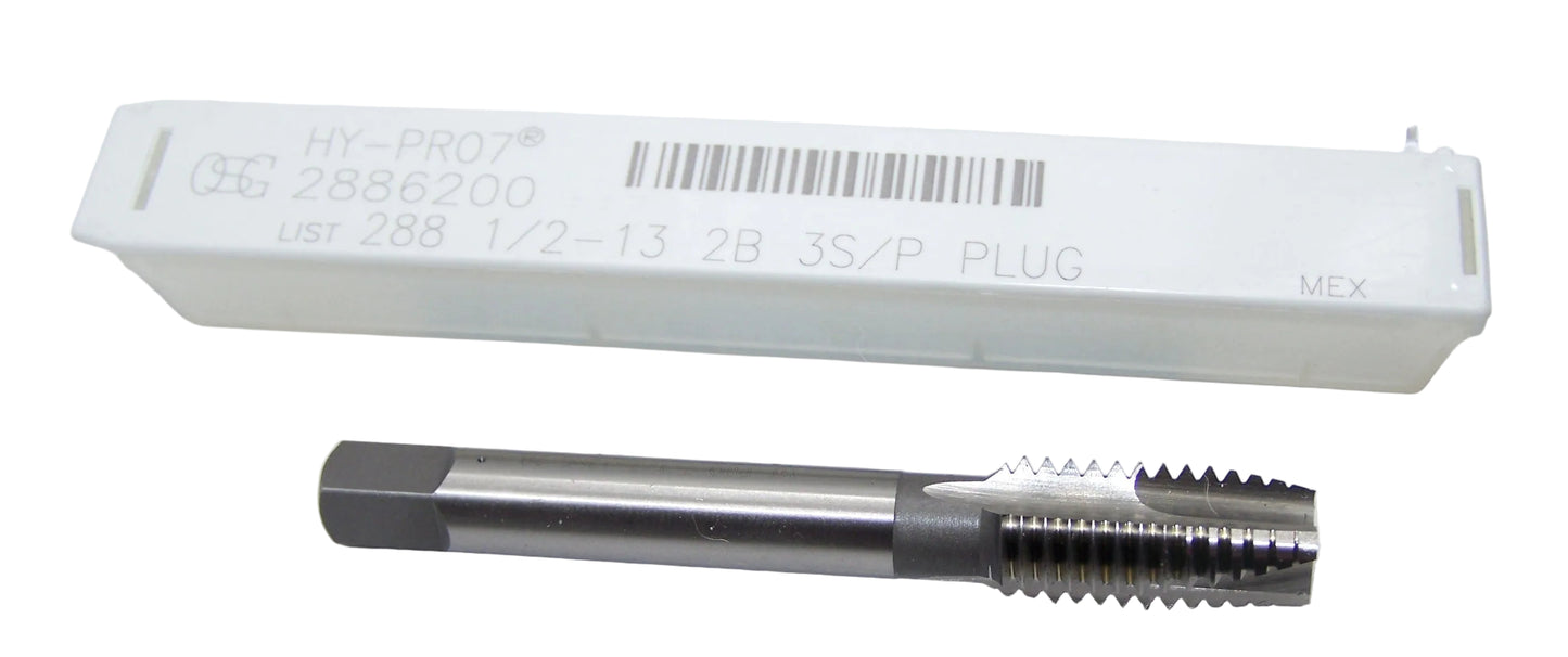 2886200 OSG 1/2-13 Plug Cut Tap 3 Flute 2B 5P Bright HY-PRO 7