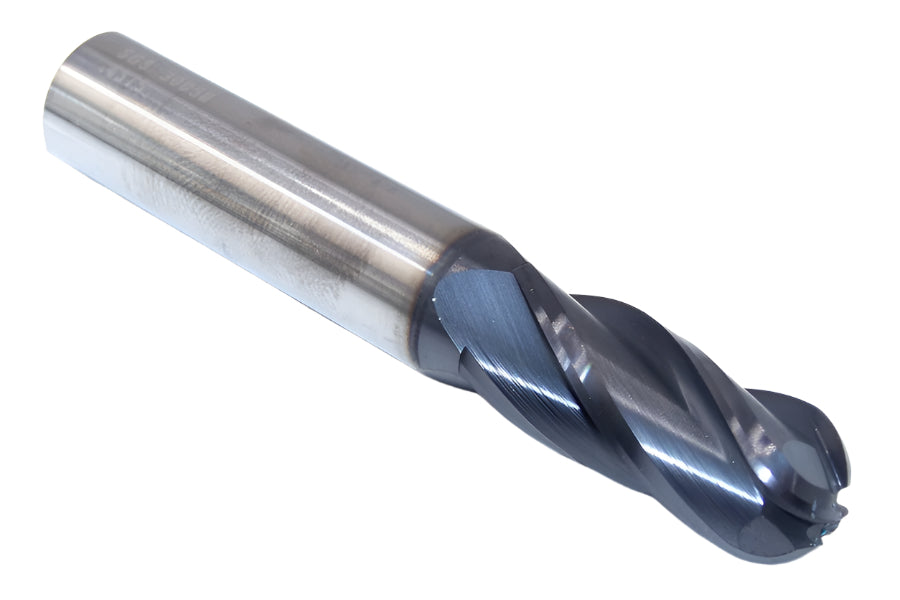 30058 Kyocera SGS 7/16" Carbide 4 Flute End Mill Ball AlTiN Coated .4375" Diameter 1.00" Flute 2.75" Overall Length .438" Shank