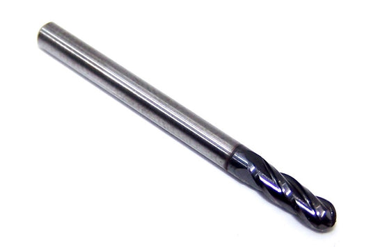 30069 Kyocera SGS 1/8" Carbide 4 Flute End Mill Ball AlTiN Coated .1250" Diameter .375" Flute 1.50" Overall Length .125" Shank