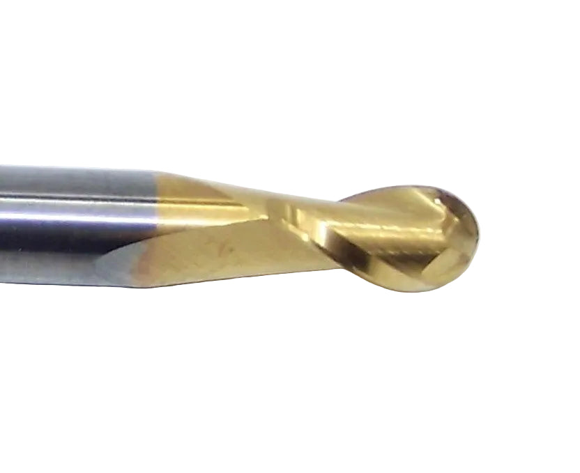 31560 Kyocera SGS 11/64" Carbide 2 Flute End Mill Ball TiN Coated .1719" Diameter .3125" Flute 2.00" Overall Length .1875" Shank Double Ended