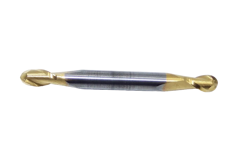 31560 Kyocera SGS 11/64" Carbide 2 Flute End Mill Ball TiN Coated .1719" Diameter .3125" Flute 2.00" Overall Length .1875" Shank Double Ended