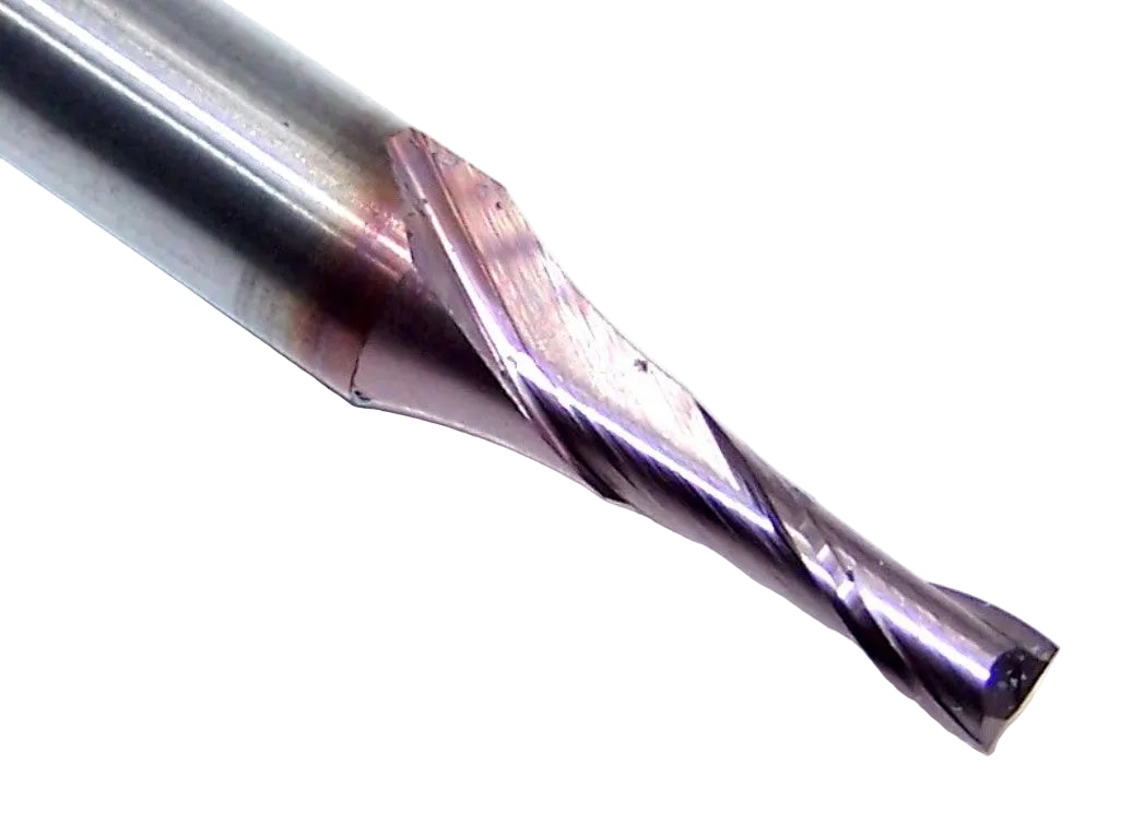 32260 Kyocera SGS 1/8" Carbide 2 Flute End Mill TiCN Coated  SQ 0.1250" Diameter 0.375" Flute 2.50" Length 0.250" Shank