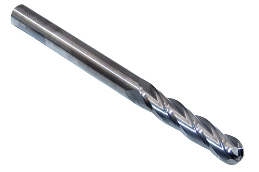 33104 Kyocera SGS 1/4" Carbide 4 Flute End Mill Ball Extended Flute .2500" Diameter 1.125" Flute 3.00" Overall Length .250" Shank