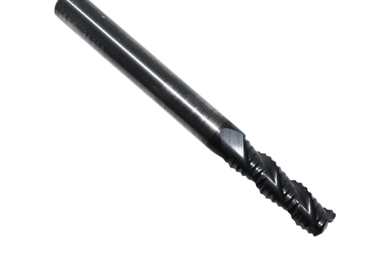36210 Kyocera SGS 1/4" Carbide 3 Flute End Mill Chipbreaker Rougher .045" Radius AlTiN Coating .250" Diameter .750" Flute 2.50" Length .250" Shank