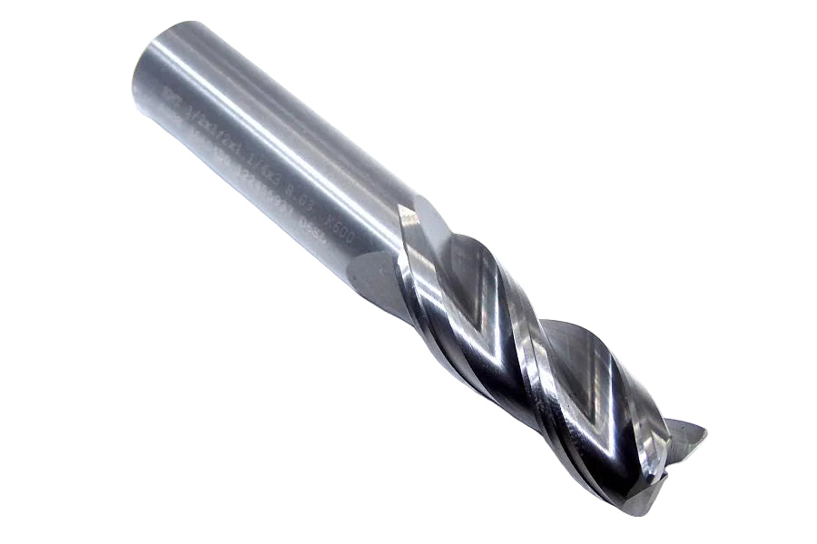 ABDE0500J3ARB K600 Kennametal 1/2" Carbide 3 Flute End Mill .030" Radius Bright .500" Diameter 1.25" Flute 3.00" Length .500" Shank for Aluminum  3660430