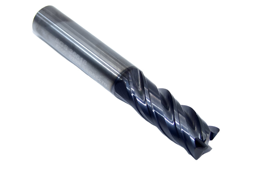 36618 Kyocera SGS 1/2" Carbide 4 Flute End Mill .030" Radius .500" Diameter 1.25" Flute 3.25" Length .500" Shank  Z-Carb HTA