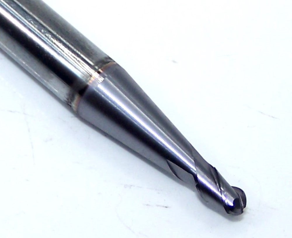 38601TC YG1 1/8" Carbide 3 Flute End Mill Ball End TiCN Coating .125" Diameter .1875" Flute  2.375" Length .250" Shank