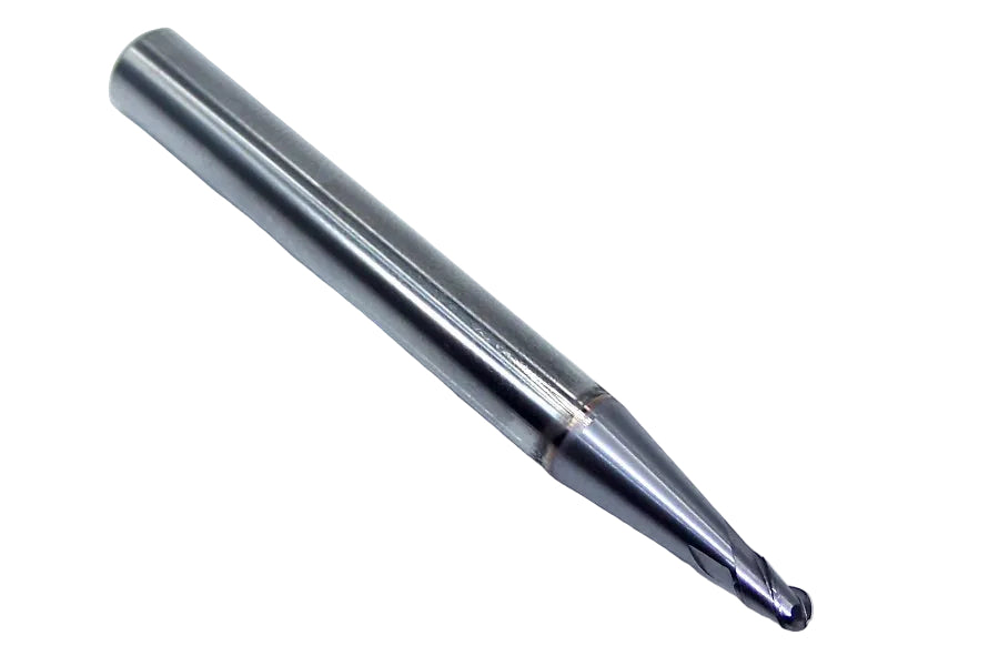 38601TC YG1 1/8" Carbide 3 Flute End Mill Ball End TiCN Coating .125" Diameter .1875" Flute  2.375" Length .250" Shank