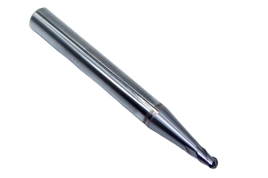 38601TC YG1 1/8" Carbide 3 Flute End Mill Ball End TiCN Coating .125" Diameter .1875" Flute  2.375" Length .250" Shank