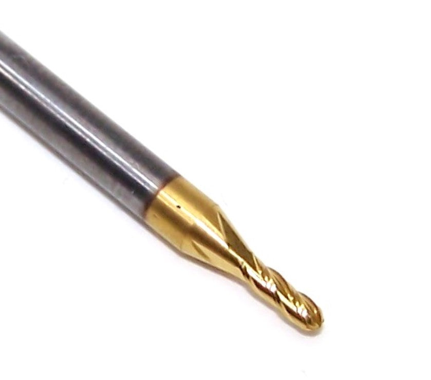 39108 Kyocera SGS 1/16" Carbide 4 Flute End Mill Ball TiN Coated .0625" Diameter .188" Flute 1.50" Overall Length .125" Shank