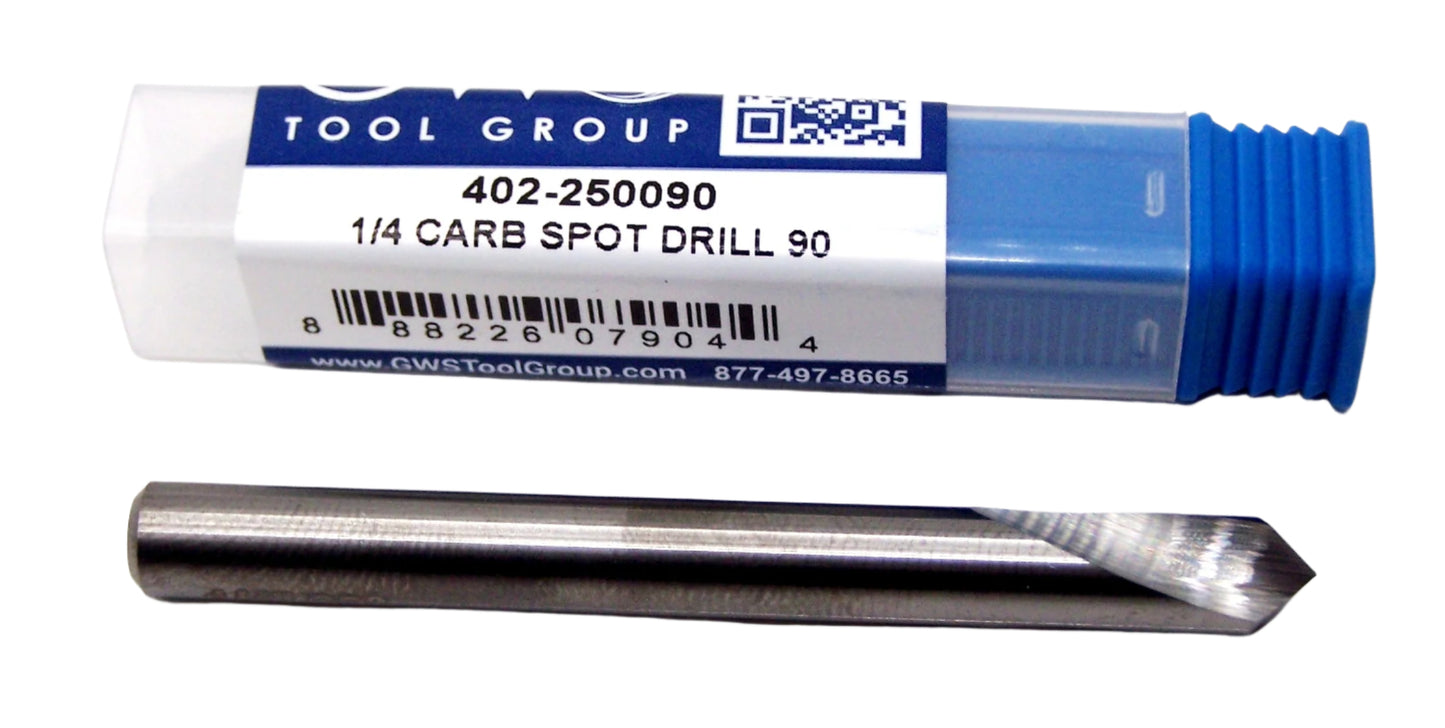 402-250090 Monster Tool 1/4" Carbide 90° Spot Drill .250" Diameter .750" Flute 2.50" Length .250" Shank