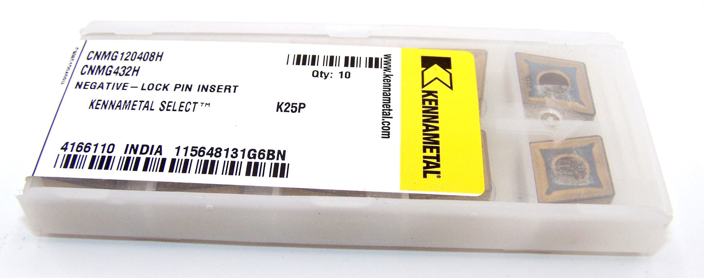 CNMG432H K25P Kennametal Turning Insert - 4166110 - Pack of 10