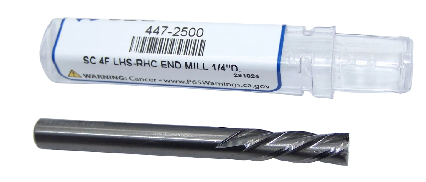 447-2500 OSG 1/4" Carbide 4 Flute Down Cut Router End Mill .250" Diameter 0.750" Flute 2.50" Length .250" Shank