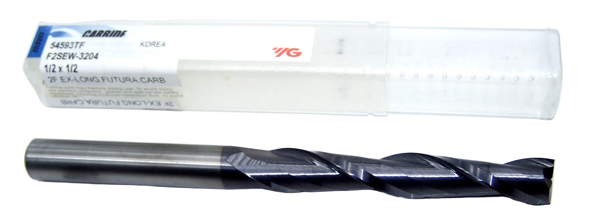 54593TF YG1 1/2" Carbide 2 Flute End Mill SQ Long AlTiN  .500" Diameter 3.00" Flute  6.00" Length .500" Shank