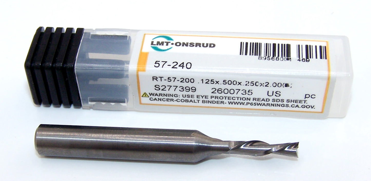 57-240 Onsrud 1/8" Carbide Down Cut Router 2 Flute .1250" Diameter 0.5000" Flute 2.00" Length .250" Shank