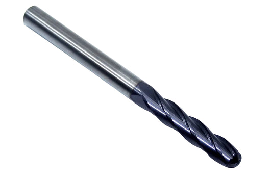 4BN0250IR112A KC633M Kennametal 1/4" Carbide 4 Flute End Mill Long Ball End .250" Diameter 1.125" Flute 3.0" Length .250" Shank 5824521