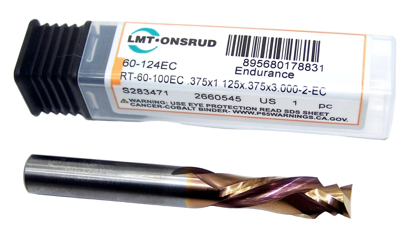 60-124EC Onsrud 3/8" Carbide Compression Router 2 Flute Endurance Coated .375" Diameter 1.125" Flute 3.00" Length .375" Shank for Laminated Materials