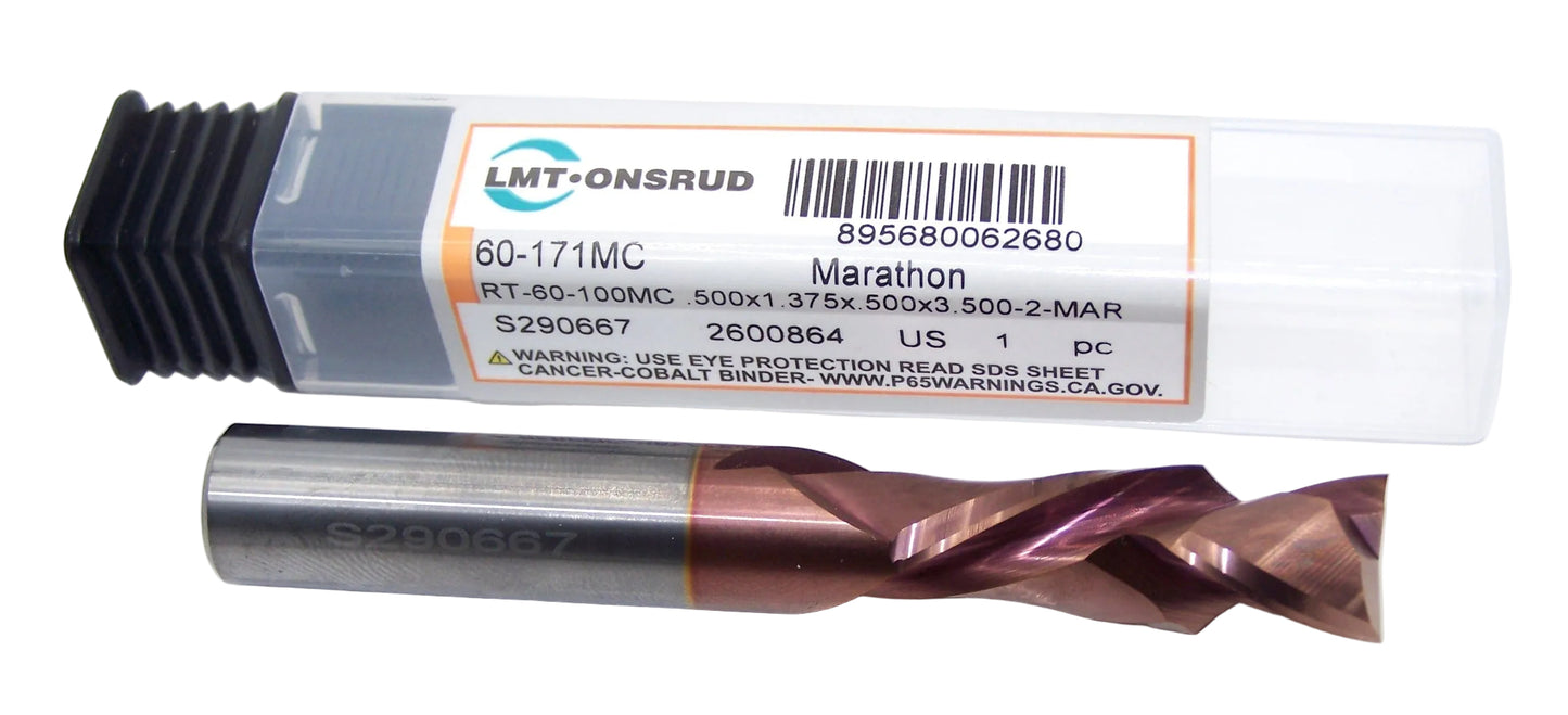 60-171MC Onsrud 1/2" Carbide Compression Router 2 Flute Marithon Coated .500" Diameter 1.375" Flute 3.50" Length  .500" Shank for Laminated Wood