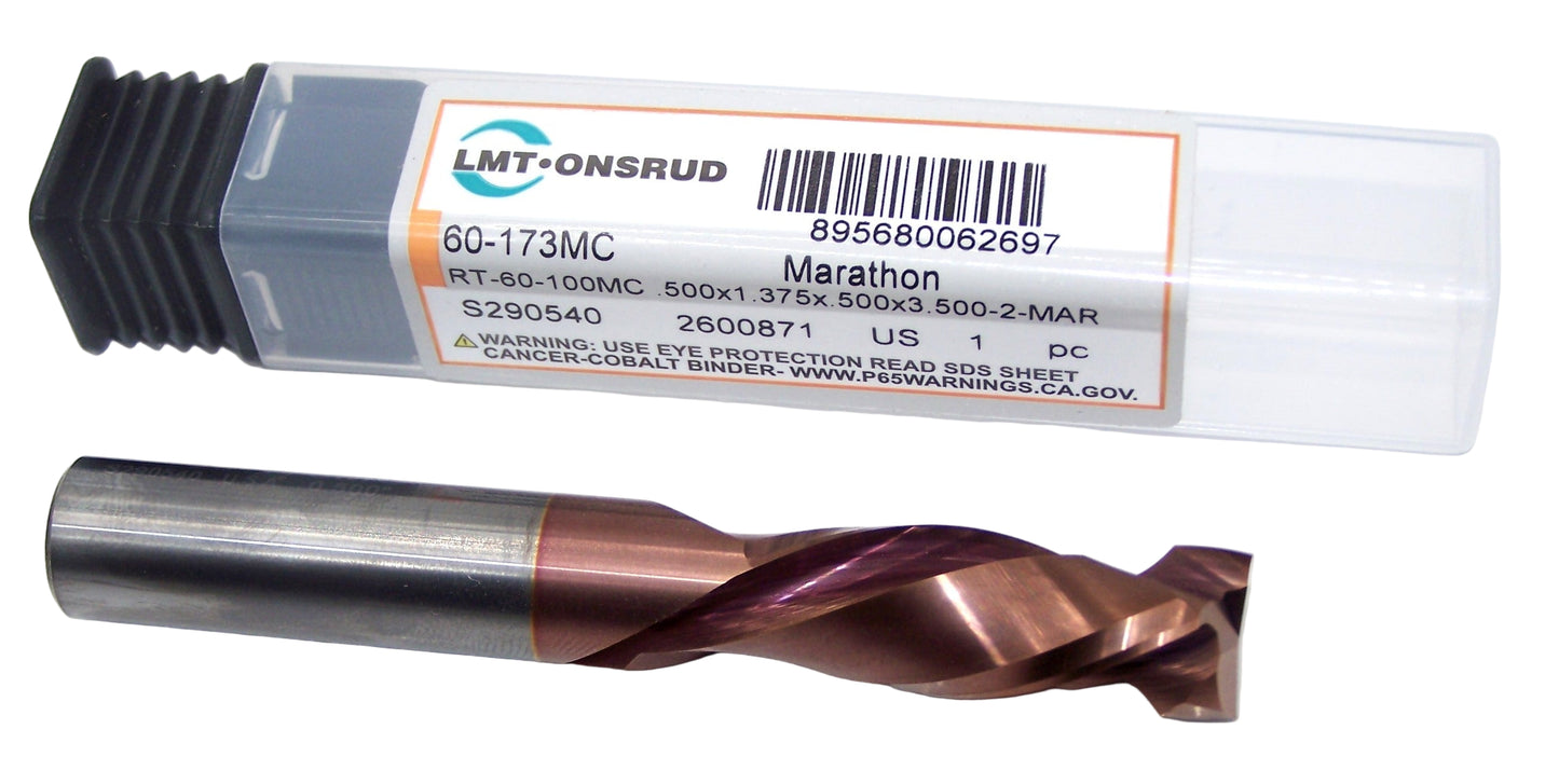 60-173MC Onsrud 1/2" Carbide Compression Router 2 Flute Marithon Coated .500" Diameter 1.375" Flute 3.50" Length  .500" Shank for Laminated Wood