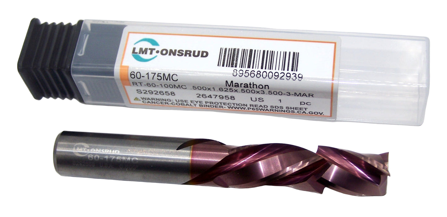 60-175MC Onsrud 1/2" Carbide Compression Router 3 Flute Marathon Coated .500" Diameter 1.625" Flute 3.50" Length  .500" Shank for Laminated Wood