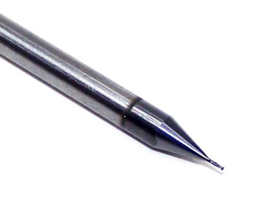 1610-0138L041 Kyocera 0.35mm Carbide 2 Flute End Mill ALTiN Coated 0.0138" Diameter 0.0410" Flute 1.5" Length 0.1181" Shank