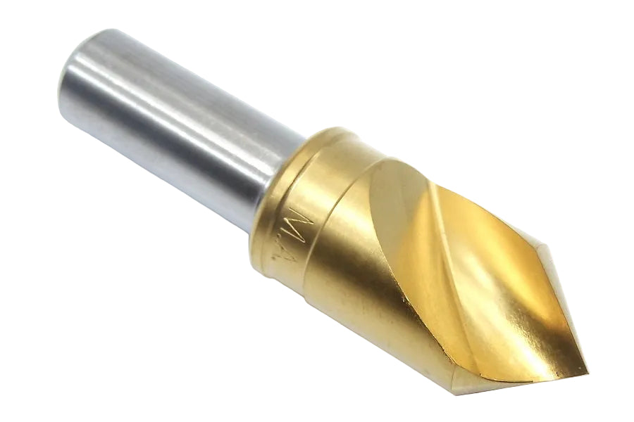 61T075002 MaFord 82° Point HSS Countersink 1 Flute Tin Coated 3/4" Diameter 1/2" Shank 2-3/4" Length