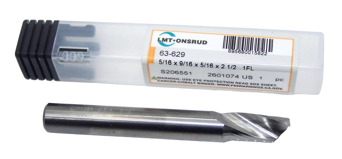 63-629 Onsrud 5/16" Carbide 1 Flute Router for Aluminum .3125" Diameter .5625" Flute 2.50" Length .3125" Shank