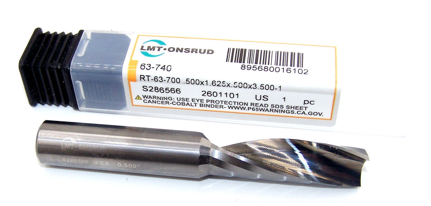 63-740 Onsrud 1/2" Carbide "O" Flute Upcut Router 1 Flute .500" Diameter 1.6250" Flute 3.50" Length .500" Shank