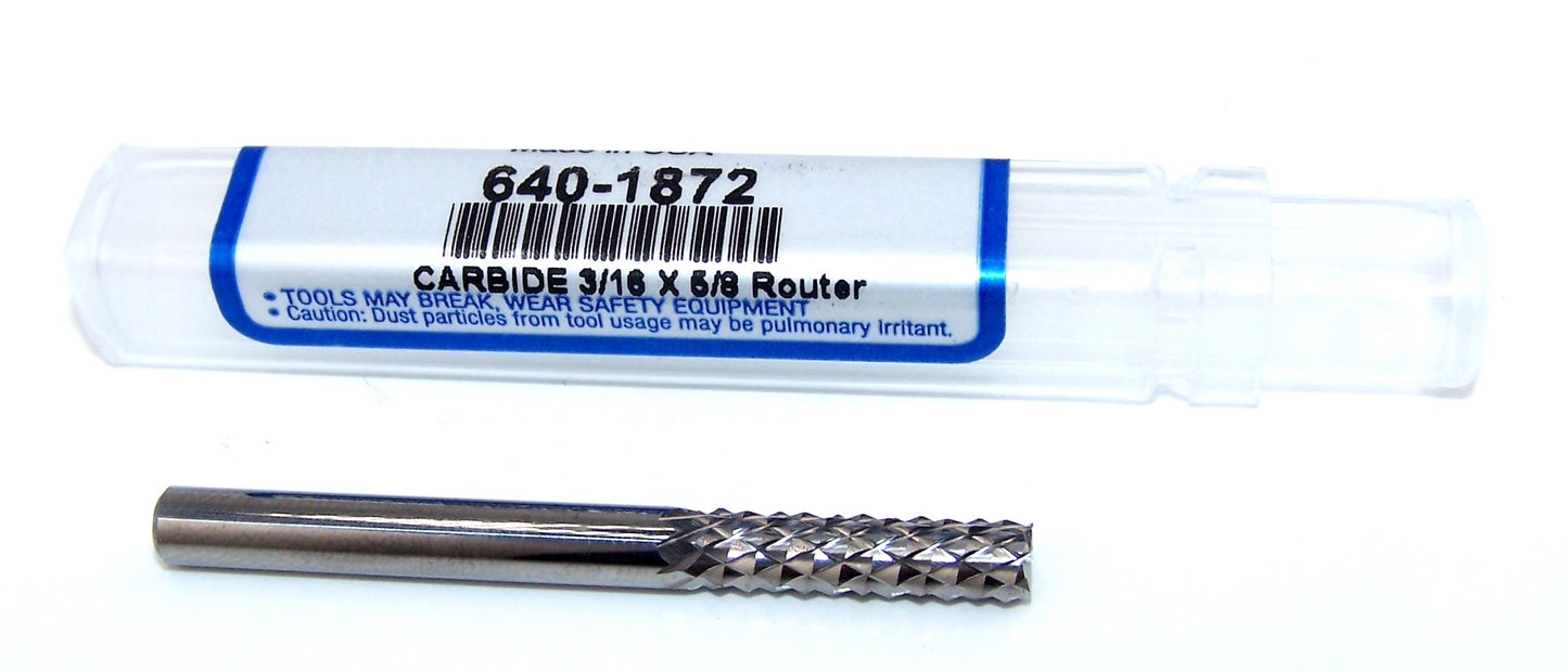 640-1872 OSG 3/16" Carbide Diamond Cut Router Burr Up Cut FT .1875" Diameter .625" Flute 2.00" Length .1875" Shank