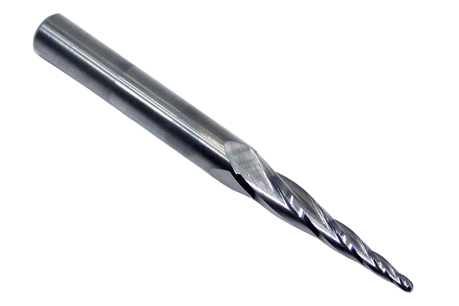 CM404-0625-100B Precise Bits 1/16" Carbide 4 Flute Tapered End Mill for Carving .0625" Diameter 1.00" Flute 2.50" Length .250" shank