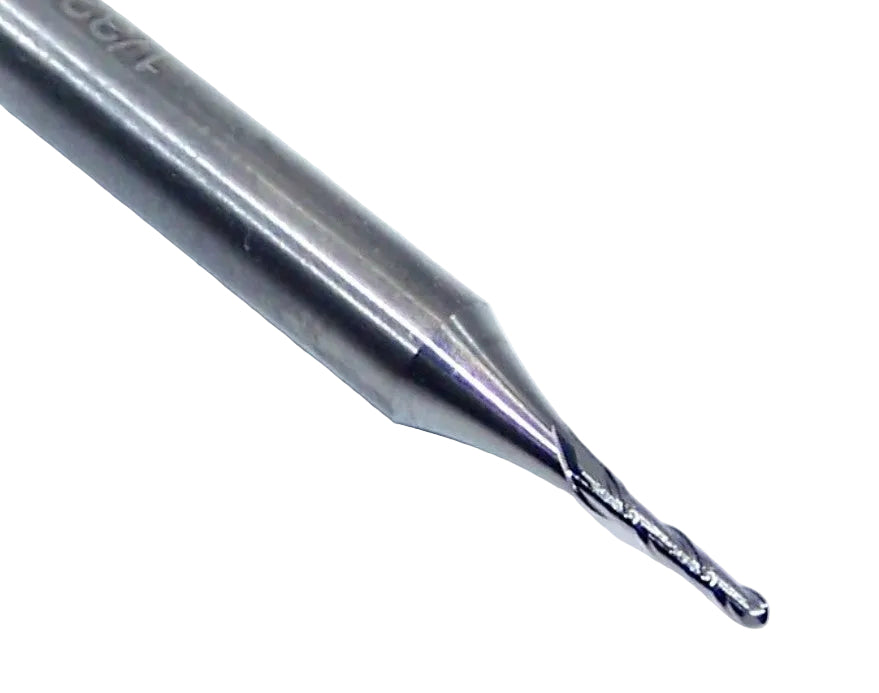 E5I02002 YG1  1/32" Carbide 2 Flute End Mill Ball End  .0312" Diameter .125" Flute 1.50" Length .125" Shank