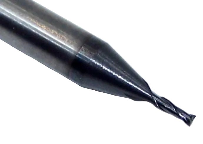 EM810010 YG1 1.00mm Carbide 2 Flute End Mill SQ AlTiN  .0394" Diameter .098" Flute  1.57" Length .157" Shank Miniature Metric