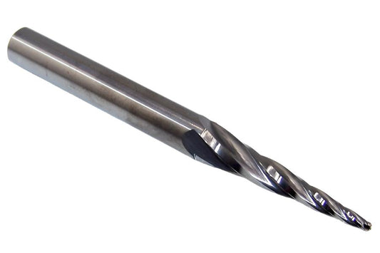 EMB-0625-4-1000D OTC 1/16" Carbide 4 Flute Tapered End Mill for Carving .0625" Diameter 1.00" Flute 2.50" Length .250" shank