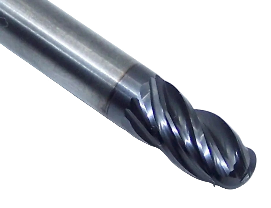 EMB78016 YG1  1/4" Carbide 4 Flute End Mill Ball End AlTiN Nano Coated .250" Diameter .500" Flute 2.50" Length .250" Shank V7 Mill INOX