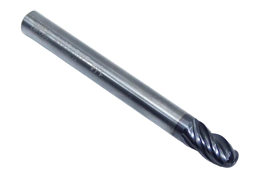 EMB78016 YG1  1/4" Carbide 4 Flute End Mill Ball End AlTiN Nano Coated .250" Diameter .500" Flute 2.50" Length .250" Shank V7 Mill INOX