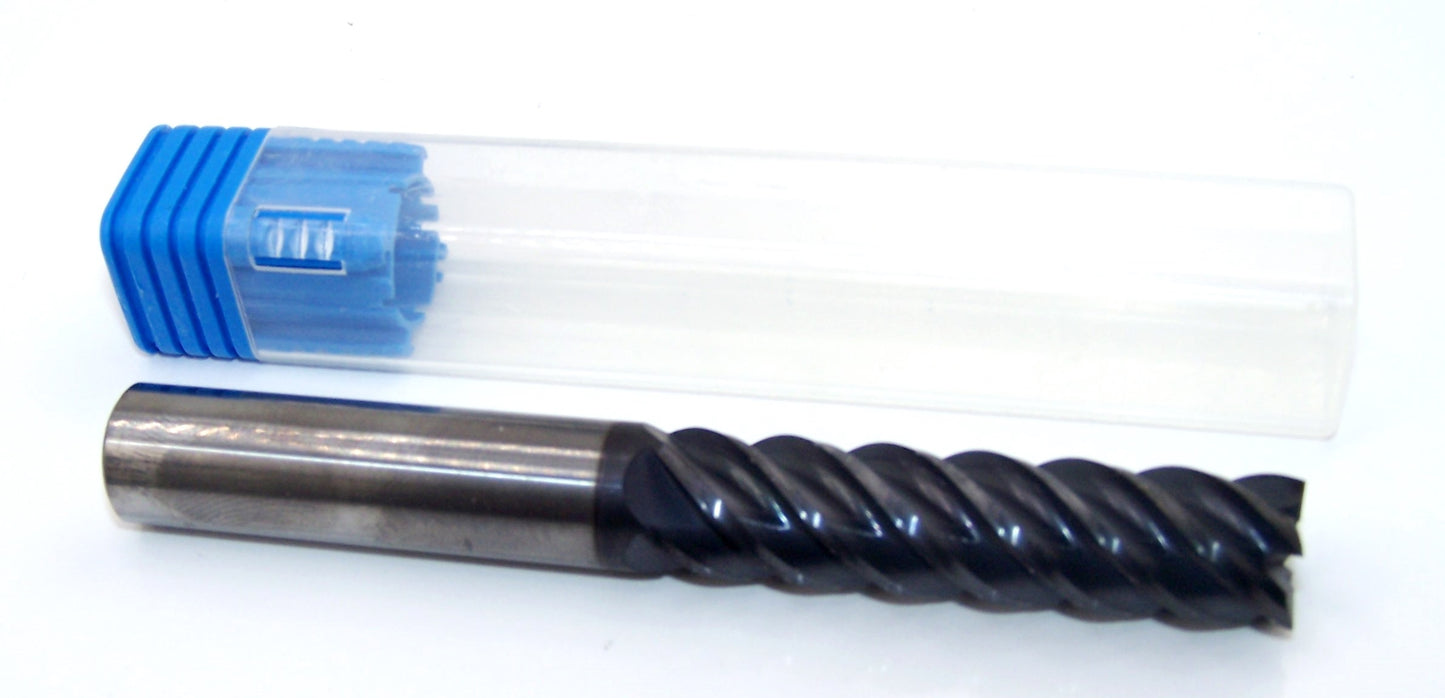 1/2" Carbide 5 Flute End Mill Square TiAlN .500" Diameter 2.00" Flute 4.00" Length .500" Shank