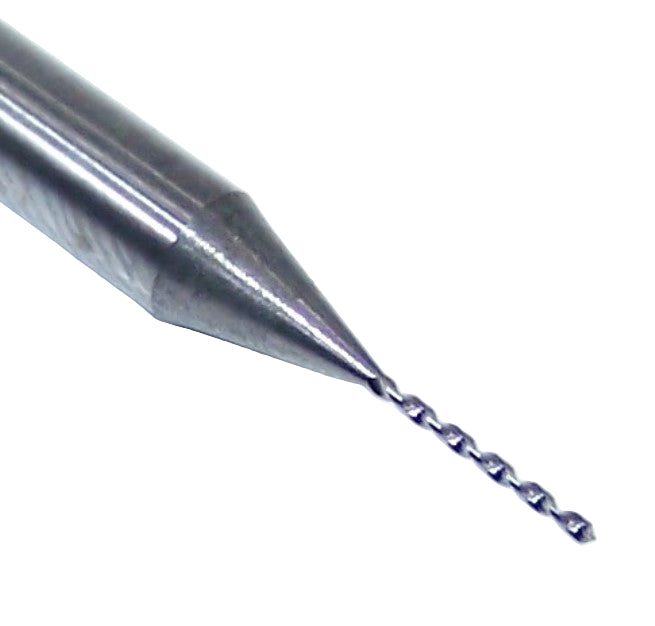 SD40 0187 Kyocera .0187" Carbide 2 Flute Drill Micro Medical .0187" Diameter 0.150" Flute 1.5" Length 0.125" Shank 130° Point (pack of 10)