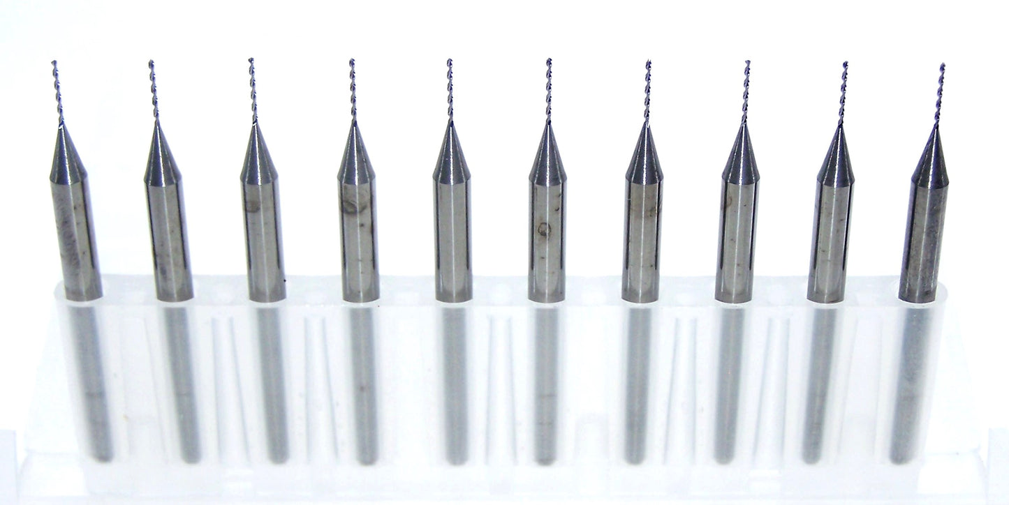 SD40 0187 Kyocera .0187" Carbide 2 Flute Drill Micro Medical .0187" Diameter 0.150" Flute 1.5" Length 0.125" Shank 130° Point (pack of 10)