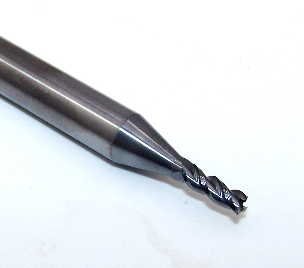 T0984O295CR2 Kyocera Microtools 2.50mm Carbide 3 Flute End Mill .0118" Radius Coated .0984" Diameter .295" Flute 2.50" Length .236"shank Titan Series