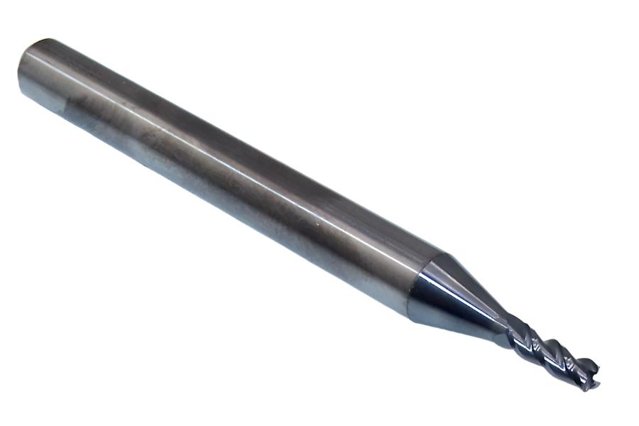 T0984O295CR2 Kyocera Microtools 2.50mm Carbide 3 Flute End Mill .0118" Radius Coated .0984" Diameter .295" Flute 2.50" Length .236"shank Titan Series