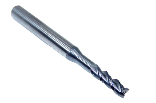 T1875O625ERC Kyocera Microtools 3/16" Carbide 3 Flute End Mill 0.015" Radius 0.938" Reach AX Coated  0.1875" Diameter 0.625" Flute 2.5" Length 0.25" Shank Titan Series